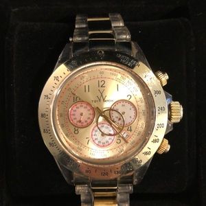 Ladies TOY watch- gold and pink chronograph